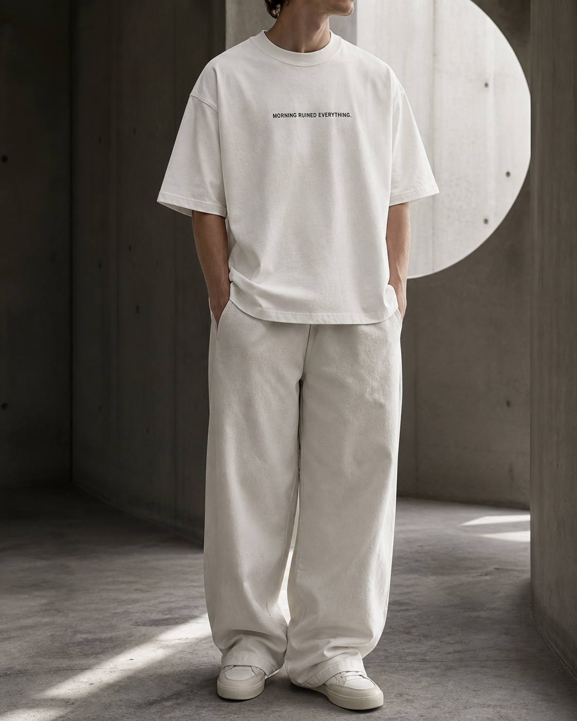 Morning Ruined Everything T-shirt in Faded Bone