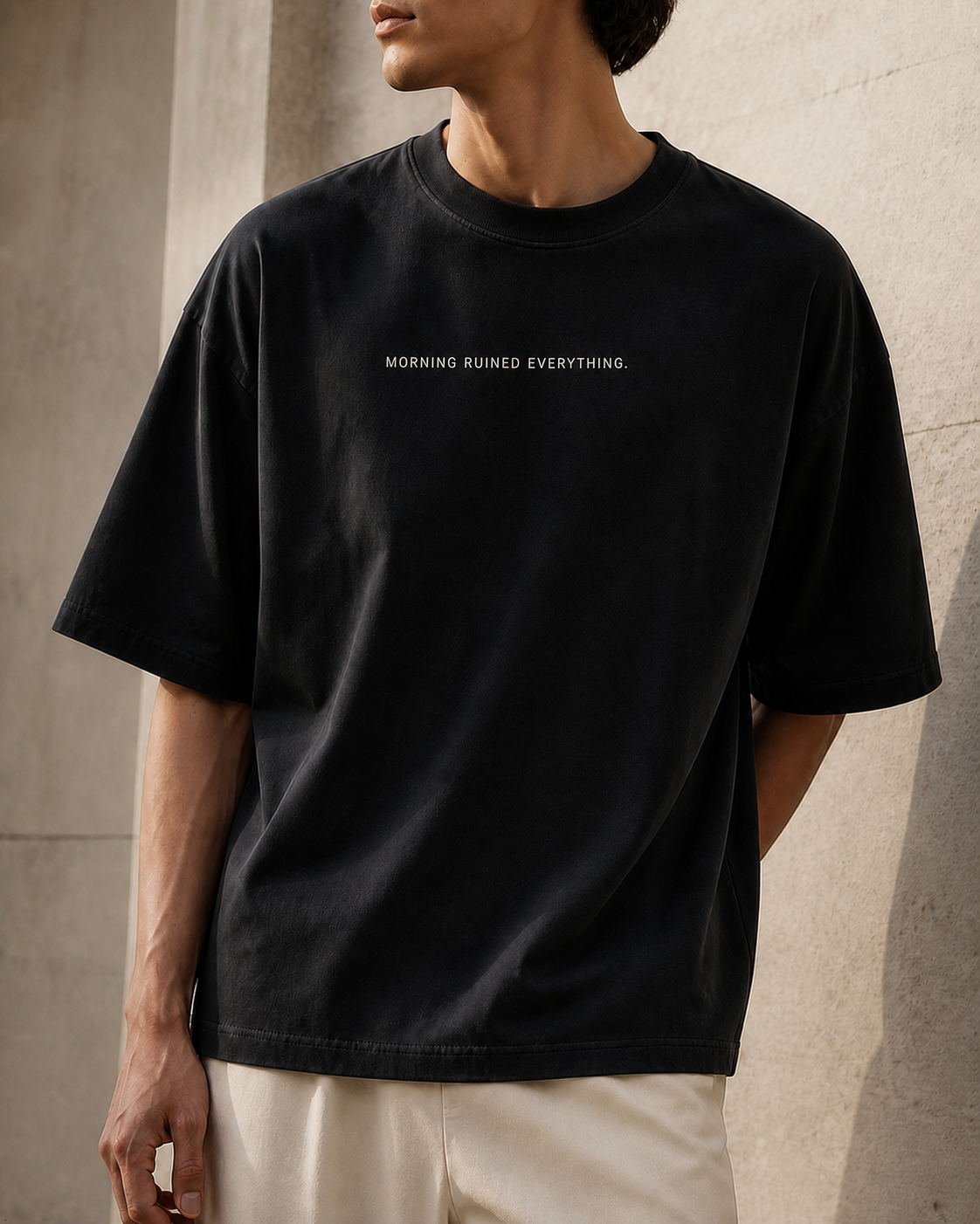 Morning Ruined Everything T-shirt in Faded Black